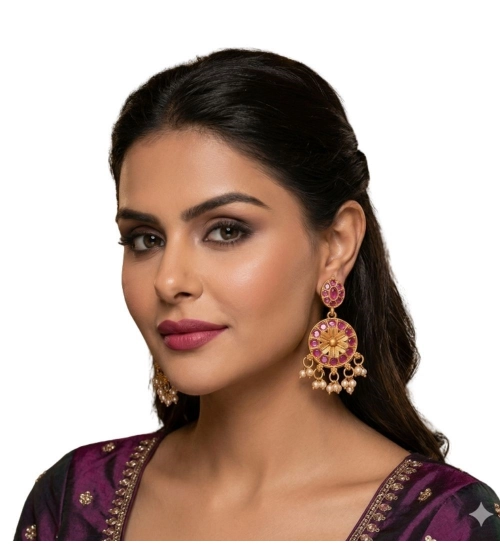 Generic Women's Zinc Alloy Gold Plated Chandbali Earrings (Multicolor) Generic Women's Zinc Alloy Gold Plated Chandbali Earrings (Multicolor)