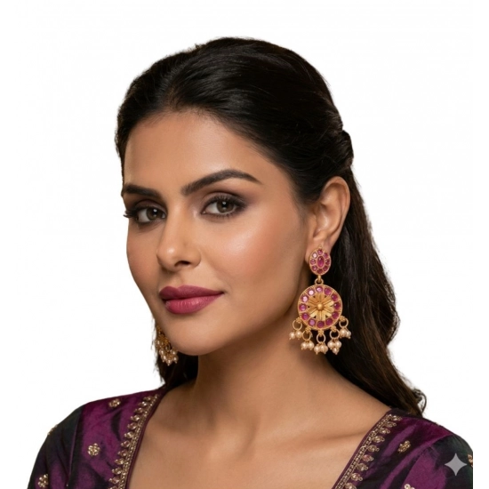 Generic Women's Zinc Alloy Gold Plated Chandbali Earrings (Multicolor) Generic Women's Zinc Alloy Gold Plated Chandbali Earrings (Multicolor)