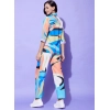 Generic Women's Polyester Colour Blocking 3-4th Sleeve Co-Ord Set (Multicolor)