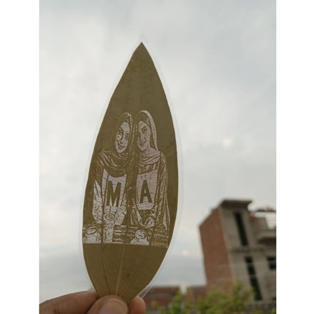 Generic Custom Friendship Portrait Engraved on Natural Leaf