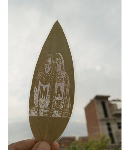 Generic Custom Friendship Portrait Engraved on Natural Leaf