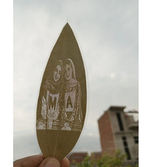 Generic Custom Friendship Portrait Engraved on Natural Leaf