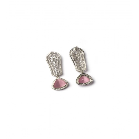Generic Women's Brass Silver Plated Drop Earrings (Pink) Generic Women's Brass Silver Plated Drop Earrings (Pink)
