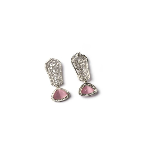 Generic Women's Brass Silver Plated Drop Earrings (Pink) Generic Women's Brass Silver Plated Drop Earrings (Pink)