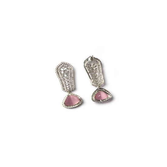 Generic Women's Brass Silver Plated Drop Earrings (Pink) Generic Women's Brass Silver Plated Drop Earrings (Pink)