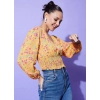 Generic Women's Polyester Floral Long Sleeves Top (Multicolor)