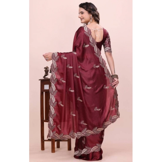 Generic Women's Georgette Embroidered Saree With Unstitched Blouse 5.5Mtr (Maroon) Generic Women's Georgette Embroidered Saree With Unstitched Blouse 5.5Mtr (Maroon)
