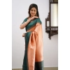 Generic Women's Soft Lichi Silk Printed Saree With Unstitched Blouse 5.5Mtr (Orange)
