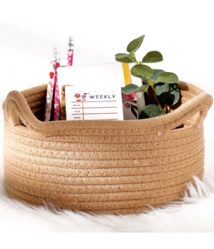 Generic Cotton Pack Of_1 Cat Basket 8x4 Inch Storage Basket For Clothes (Beige)