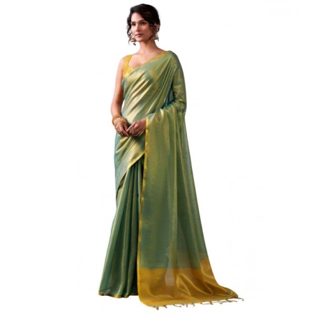 Generic Women's Tissue Silk Solid Saree With Unstitched Blouse 5.5Mtr (Light Green) Generic Women's Tissue Silk Solid Saree With Unstitched Blouse 5.5Mtr (Light Green)