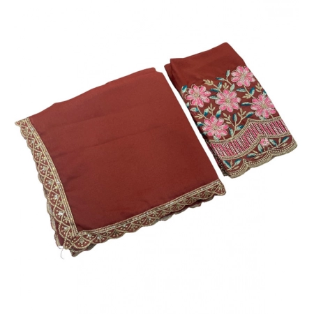 Generic Women's Georgette Embellished Saree With Unstitched Blouse 5.5Mtr (Brown) Generic Women's Georgette Embellished Saree With Unstitched Blouse 5.5Mtr (Brown)