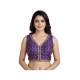 Generic Women's Silk Blend Embroidered V-Neck Non Padded Blouse (Purple 38 Ready (Alterable up to 42)