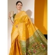 Generic Women's Raw_Silk Woven_Motif Saree With Unstitched Blouse 5.5Mtr (Yellow)