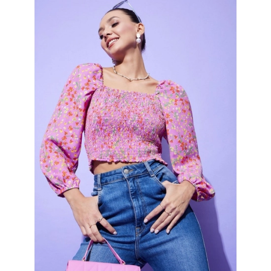 Generic Women's Polyester Floral Long Sleeves Top (Multicolor) Generic Women's Polyester Floral Long Sleeves Top (Multicolor)