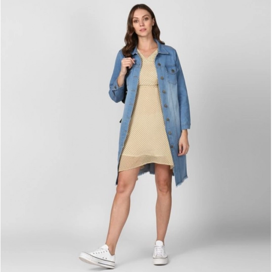 Generic Women's Denim Washed Long Sleeves Jacket (Blue) Generic Women's Denim Washed Long Sleeves Jacket (Blue)