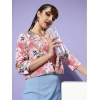 Generic Women's Polyester Floral 3-4th Sleeves Shrug (Peach)