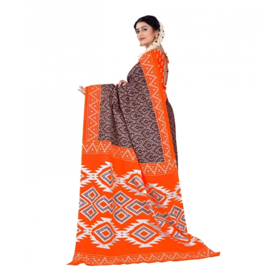 Generic Women's Soft Pure Cotton Printed Saree With Unstitched Blouse 5.5Mtr (Orange) Generic Women's Soft Pure Cotton Printed Saree With Unstitched Blouse 5.5Mtr (Orange)