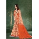 Generic Women's Soft Pure Cotton Printed Saree With Unstitched Blouse 5.5Mtr (Orange)