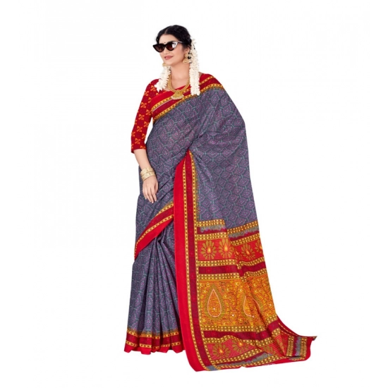 Generic Women's Soft Pure Cotton Printed Saree With Unstitched Blouse 5.5Mtr (Grey) Generic Women's Soft Pure Cotton Printed Saree With Unstitched Blouse 5.5Mtr (Grey)