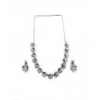 Generic Women's Brass Silver Plated Necklace set (Green)