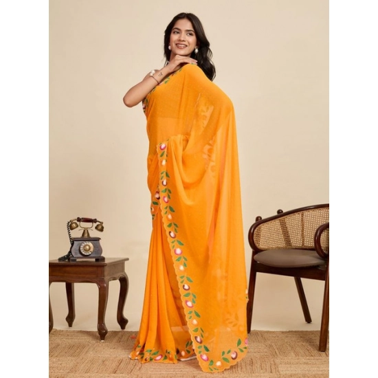 Generic Women's Georgette Printed Saree With Unstitched Blouse 5.5Mtr (Yellow) Generic Women's Georgette Printed Saree With Unstitched Blouse 5.5Mtr (Yellow)