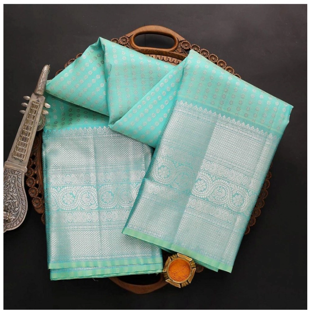 Generic Women's Soft Litchi Silk Jacquard Work Saree With Unstitched Blouse 5.5Mtr (Blue) Generic Women's Soft Litchi Silk Jacquard Work Saree With Unstitched Blouse 5.5Mtr (Blue)