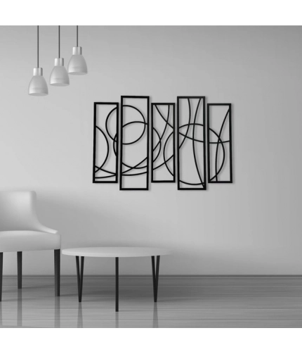 Generic Wooden 5-Piece Wall Art Panel Frame – Elegant Black Abstract Design