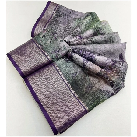 Generic Women's Cotton Silk Printed Saree With Unstitched Blouse 5.5Mtr (Multicolor)