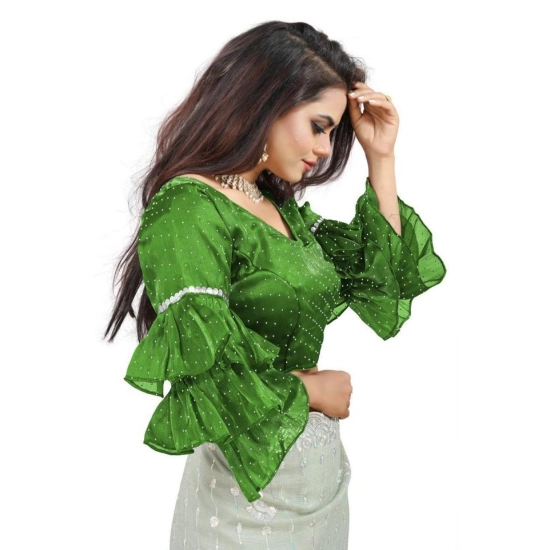 Generic Women's Organza Solid V Neck Layered Ruffle Sleeve Readymade Blouse (Light Green Free Size , up to 38–40 Bust)-PID65852 Generic Women's Organza Solid V Neck Layered Ruffle Sleeve Readymade Blouse (Light Green Free Size , up to 38–40 Bust)-PID65852