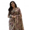 Generic Women's Faux_Tussar_Silk Abstract_Print Saree With Unstitched Blouse 5.5Mtr (Brown)