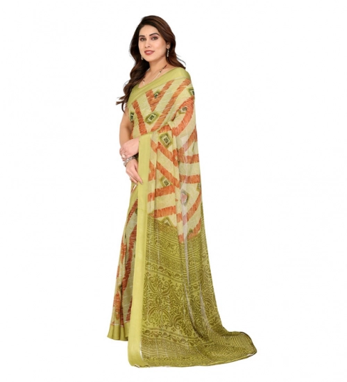 Generic Women's Georgette Printed Saree With Unstitched Blouse 5.5Mtr (Multicolor)