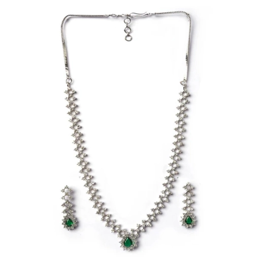 Generic Women's Brass Silver Plated Necklace set (Green) Generic Women's Brass Silver Plated Necklace set (Green)