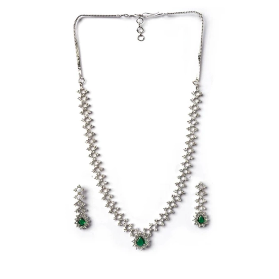 Generic Women's Brass Silver Plated Necklace set (Green) Generic Women's Brass Silver Plated Necklace set (Green)
