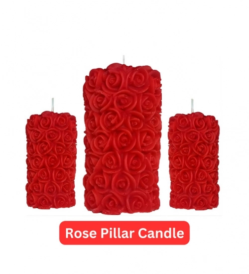 Generic Soya Wax Small Rose Designer Pillar Scented Candle