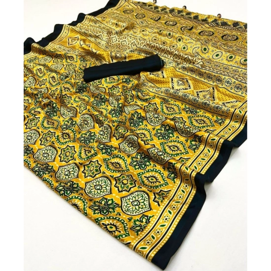 Generic Women's Crepe Printed Saree With Unstitched Blouse 5.5Mtr (Yellow) Generic Women's Crepe Printed Saree With Unstitched Blouse 5.5Mtr (Yellow)