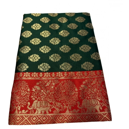 Generic Women's Jacquard Printed Saree With Unstitched Blouse 5.5Mtr (Bottle Green) Generic Women's Jacquard Printed Saree With Unstitched Blouse 5.5Mtr (Bottle Green)