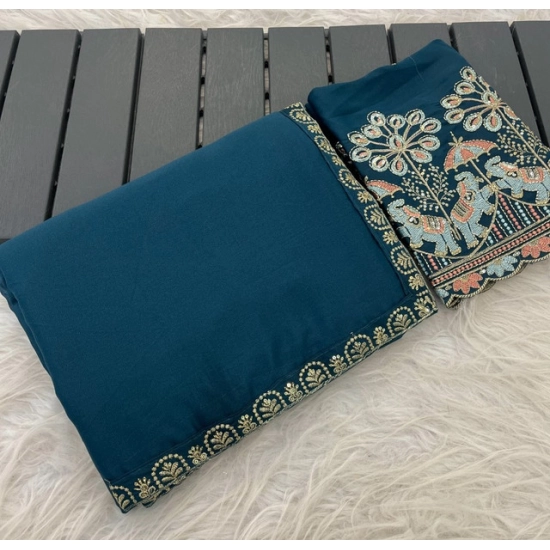 Generic Women's Art Silk Embroidered Saree With Unstitched Blouse 5.5Mtr (Blue) Generic Women's Art Silk Embroidered Saree With Unstitched Blouse 5.5Mtr (Blue)