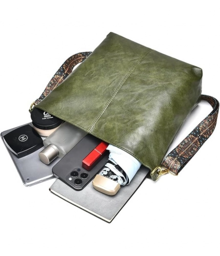 Generic Women's PU Leather Zipper Handbag (Green)