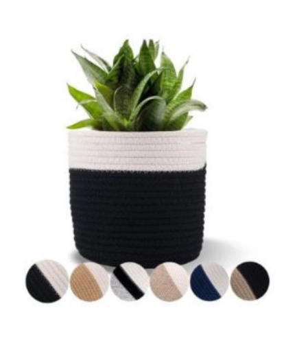 Generic Cotton Flower Pot With Out Lid (White-Black)