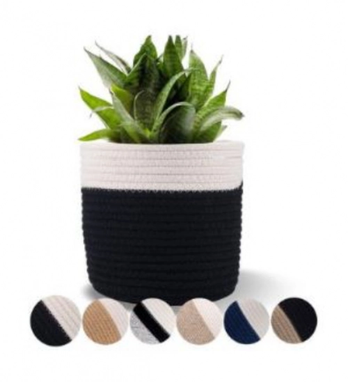 Generic Cotton Flower Pot With Out Lid (White-Black) Generic Cotton Flower Pot With Out Lid (White-Black)
