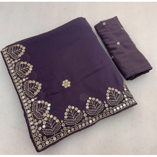 Generic Women's Georgette Embellished Saree With Unstitched Blouse 5.5Mtr (Levander) Generic Women's Georgette Embellished Saree With Unstitched Blouse 5.5Mtr (Levander)