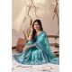 Generic Women's Georgette Printed Saree With Unstitched Blouse 5.5Mtr (Aqua_Blue)