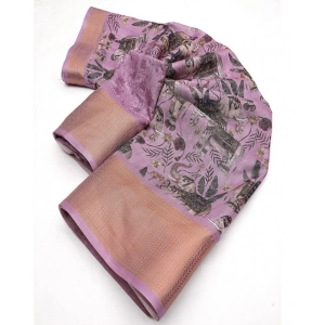Generic Women's Cotton Silk Printed Saree With Unstitched Blouse 5.5Mtr (Pink)