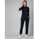 Generic Women's Cotton Solid Long Sleeves Tracksuit (Navy - Green)
