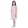 Generic Girl's Net Printed Sleeveless Dress (Blush Pink)