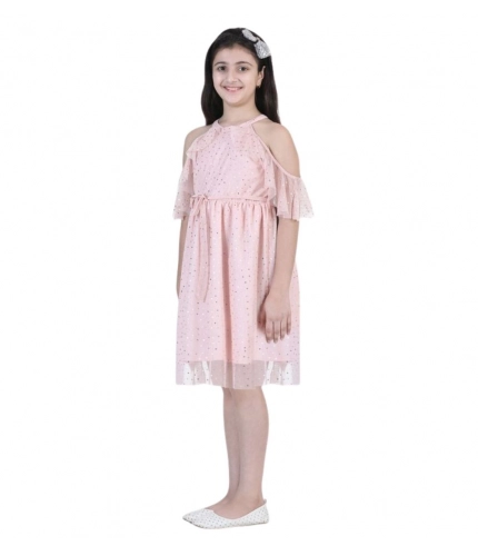 Generic Girl's Net Printed Sleeveless Dress (Blush Pink) Generic Girl's Net Printed Sleeveless Dress (Blush Pink)
