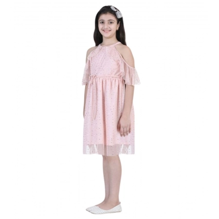 Generic Girl's Net Printed Sleeveless Dress (Blush Pink) Generic Girl's Net Printed Sleeveless Dress (Blush Pink)