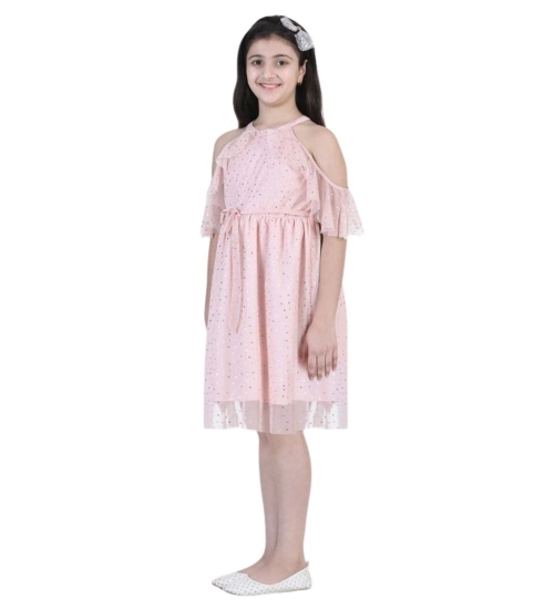 Generic Girl's Net Printed Sleeveless Dress (Blush Pink) Generic Girl's Net Printed Sleeveless Dress (Blush Pink)