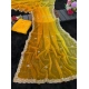 Generic Women's Digital Printed  Georgette Saree With Unstitched Blouse (Yellow, 5-6 Mtrs)
