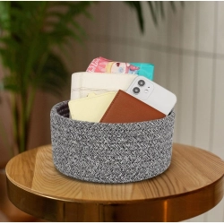 Generic Cotton 8x3 Inch Kidi Round 1 Pcs Bedside Organizer With Out Lid (Black)